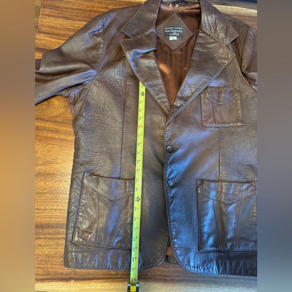 Vintage New Generation by Grais Brown Genuine Leather Jacket Blazer Size 46 - Picture 11 of 14